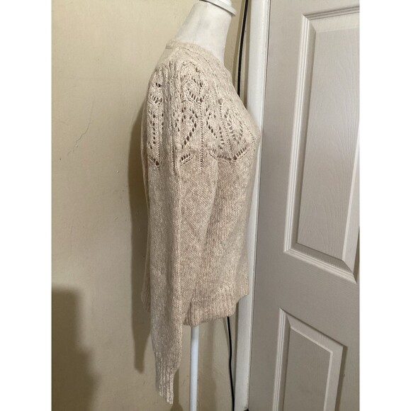 J. Crew Factory Pointelle Sweater Heather Natural Dusk Beige L - Picture 4 of 7